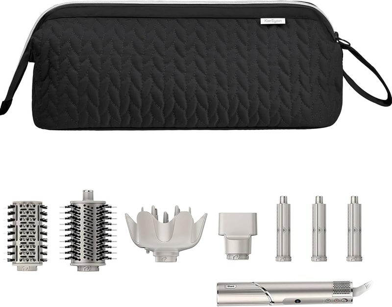 KarSyon Shark Flex Style Case for Dyson Airwrap Hair Dryer Brush Revlon Hair Tools Travel Bag Carrying Case Flat Curling Iron Organizer (Black) - Image 1